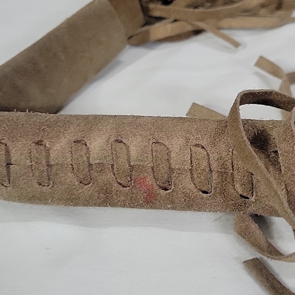 Rapsodia Suede Fringe Hobo Crossbody Shoulder Bag - Tan - Picture 9 of 16